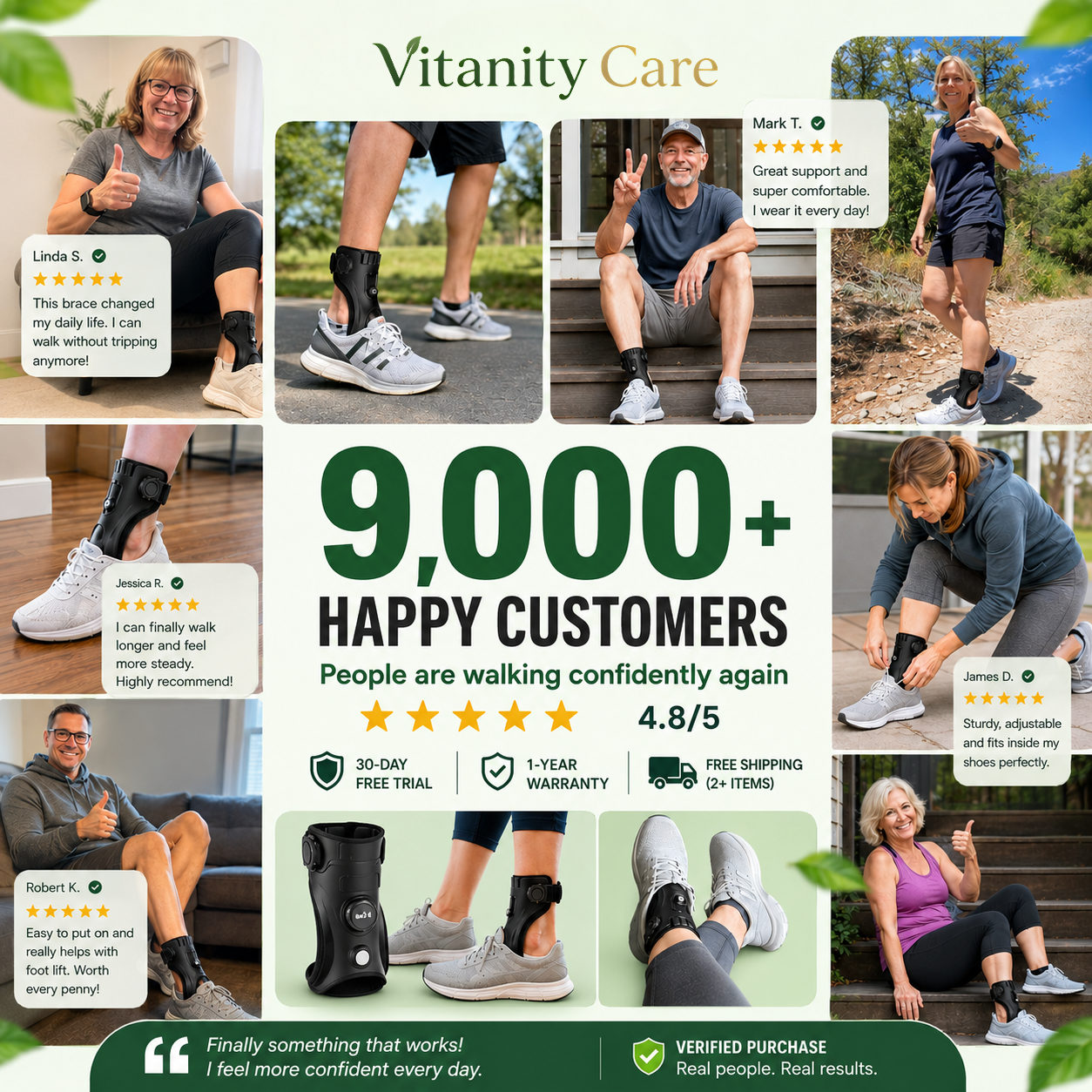 Vitanity Care™ Foot Support Brace – Adjustable Everyday Foot & Ankle Support
