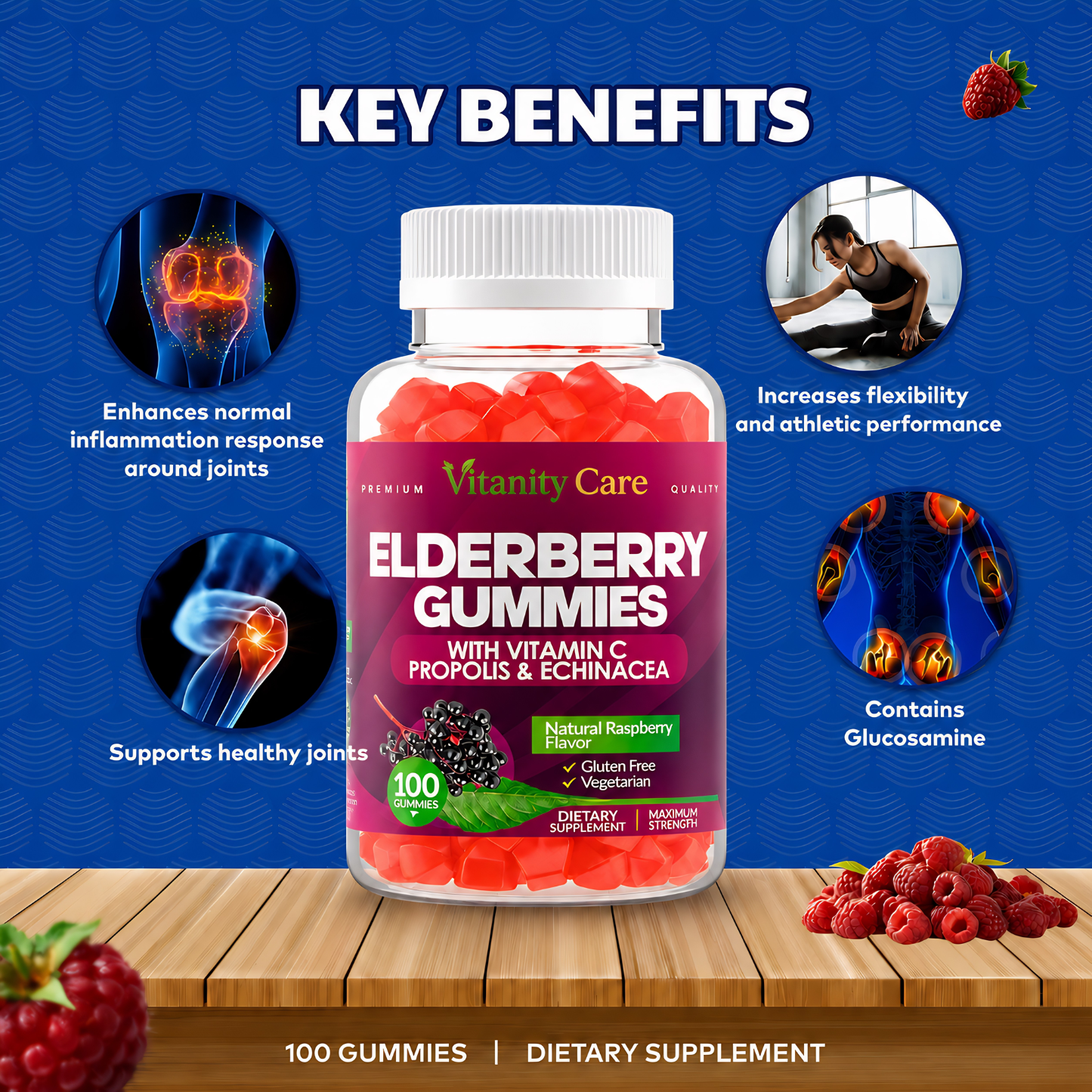 Elderberry Gummies 200mg with Vitamin C & Echinacea – Immune Support Gummies for Adults & Kids | Vegan | 100 Count