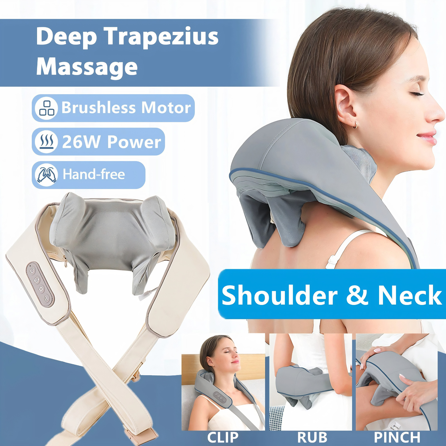 Vitanity Care Wireless Neck & Shoulder Massager – 26W Deep Kneading Back Massage