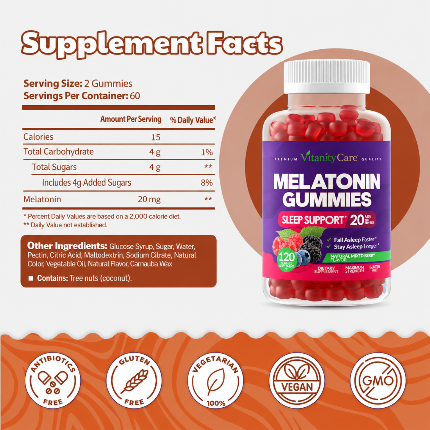 Melatonin Gummies 20mg - Maximum Strength Sleep Support