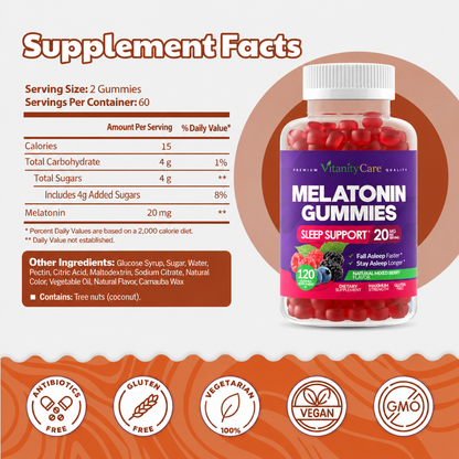 Melatonin Gummies 20mg - Maximum Strength Sleep Support