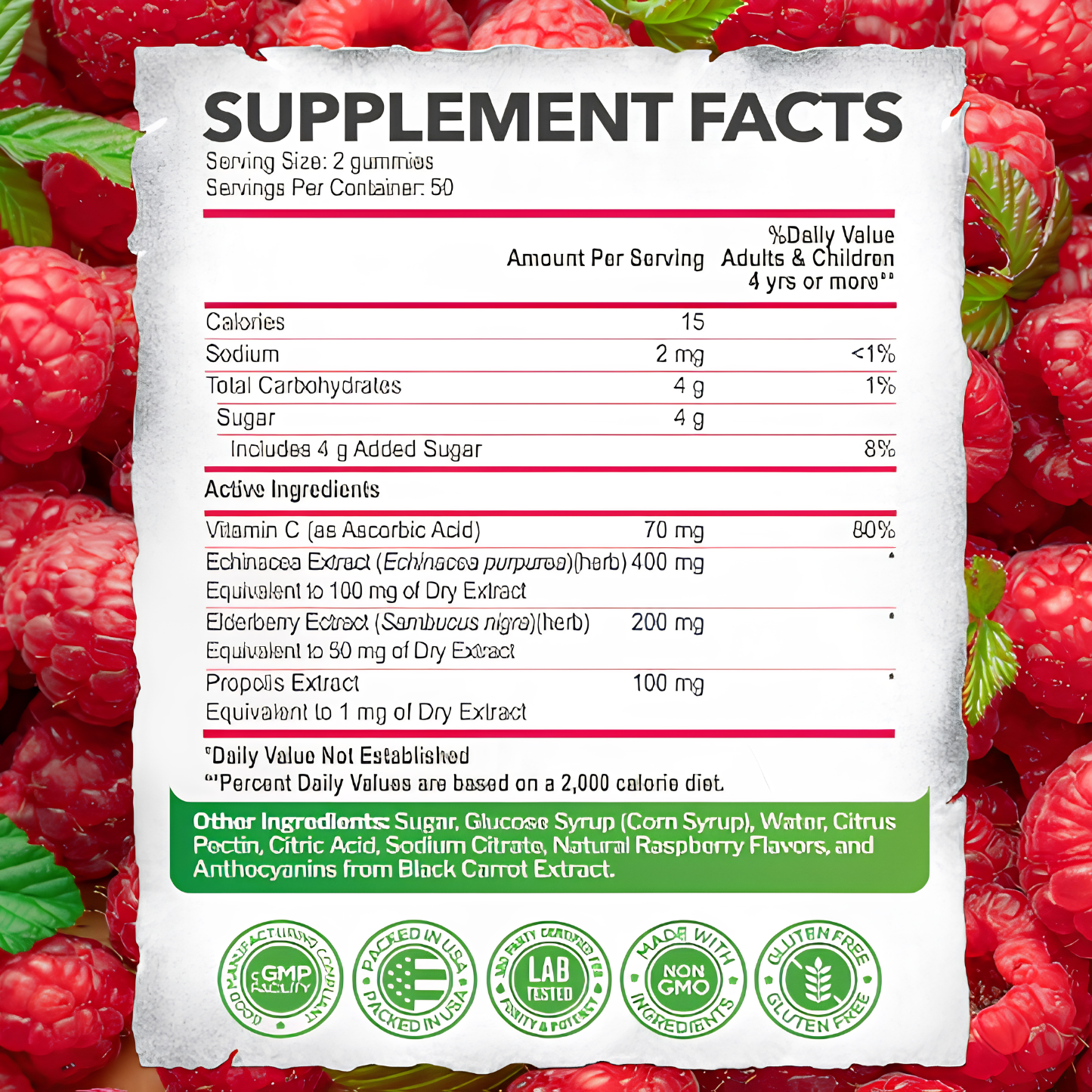 Elderberry Gummies 200mg with Vitamin C & Echinacea – Immune Support Gummies for Adults & Kids | Vegan | 100 Count