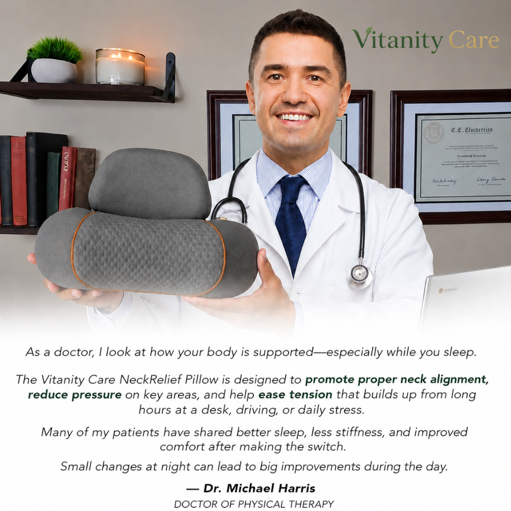 Vitanity Care NeckRelief Pillow – Neck & Shoulder Pain Support Pillow