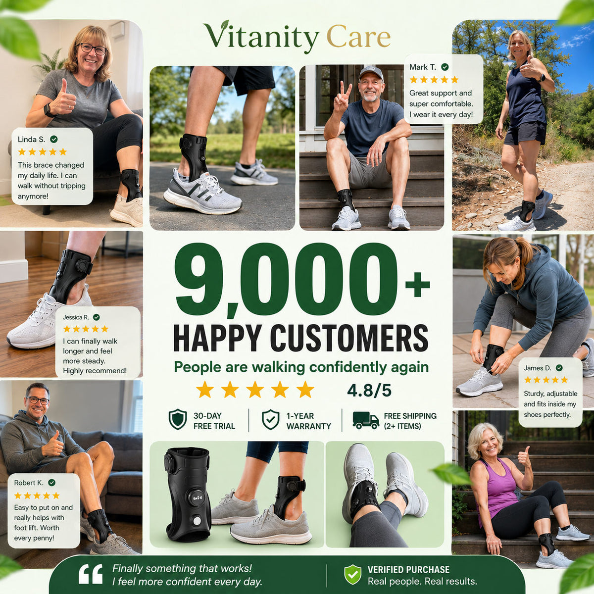Vitanity Care™ Foot Support Brace – Adjustable Everyday Foot & Ankle Support