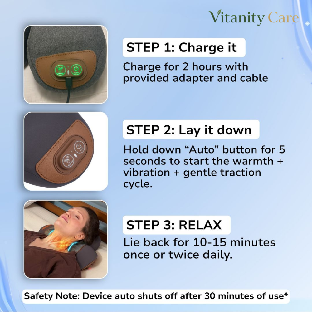 Vitanity Care NeckRelief Pillow – Neck & Shoulder Pain Support Pillow