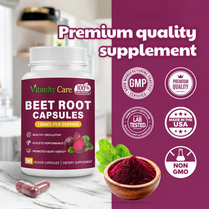 Beet Root Capsules 1300mg – Daily Wellness & Nutritional Support
