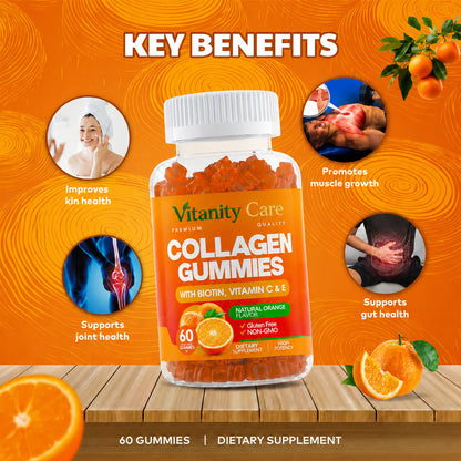 Collagen Peptides Gummies with Biotin, Vitamin C & E – Daily Beauty Support