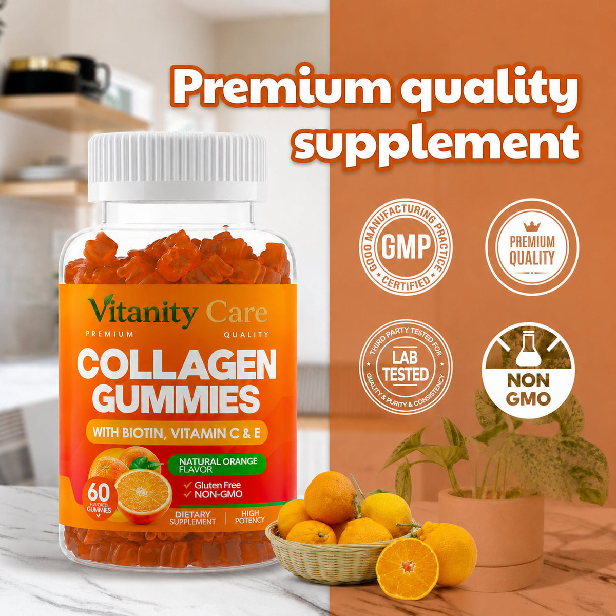 Collagen Peptides Gummies with Biotin, Vitamin C & E – Daily Beauty Support