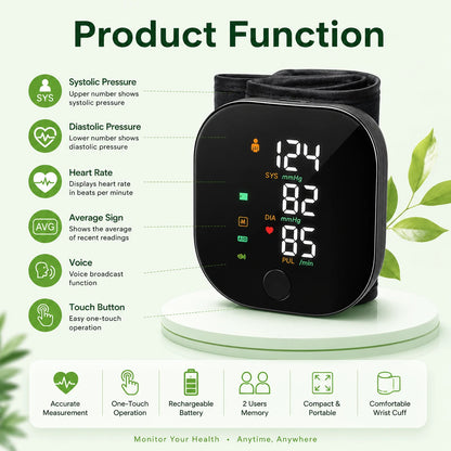 Vitanity Care™ Rechargeable Wrist Blood Pressure & Pulse Monitor
