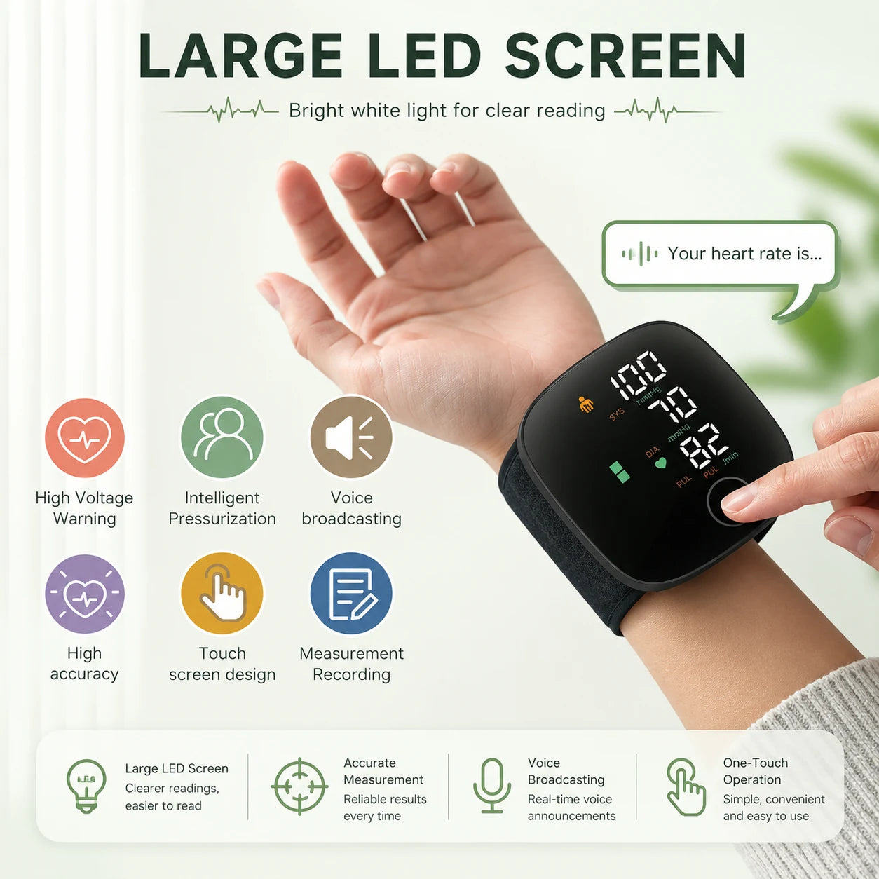 Vitanity Care™ Rechargeable Wrist Blood Pressure & Pulse Monitor