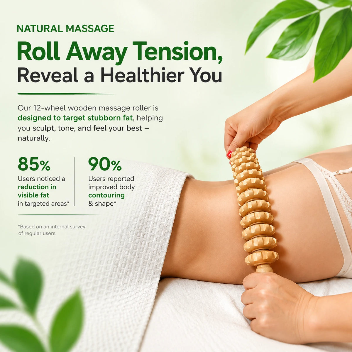 Vitanity Care™ Wooden Body Massage Roller – 12-Wheel Massage Tool