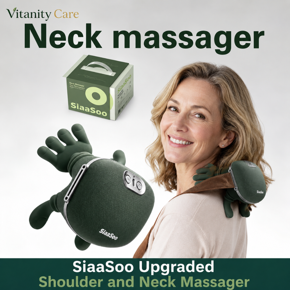 Wireless Neck and Shoulder Massager with Siaasoo Finger Kneading and Heat