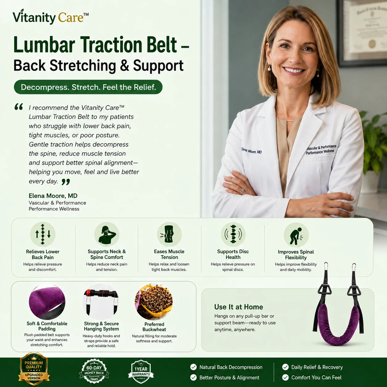 Vitanity Care™ Lumbar Traction Belt – Back Stretching & Support